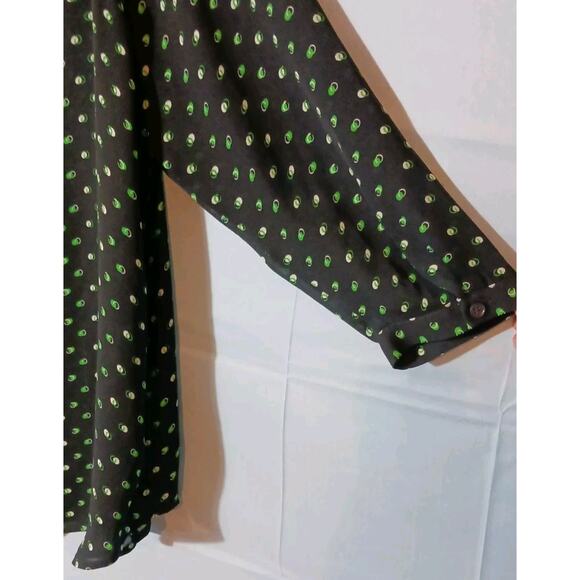 Cabi Womens XS Button Down Blouse Blue Geometric Top Sheer Career Classic Shirt - Picture 6 of 8